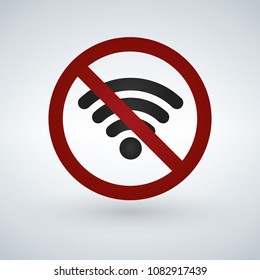 No or forbidden Wifi signal sign. vector illustration isolated on white background.