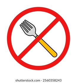 No Fork Sign on White Background