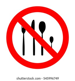 No Fork spoon and knife sign. 