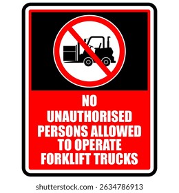 No, forklift area, sign vector