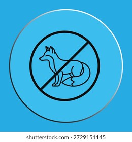 No Fox Allowed Prohibitory Sign Icon on Blue Background