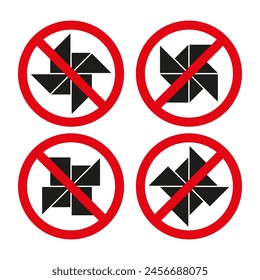 No fragmentation icons set. Prohibited shatter symbols with red slash. Warning against breaking or shattering.