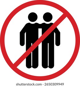 No friends icon. Simple glyph, flat vector of friendship ban, prohibition, embargo, interdict, red circle. icon for ui and ux, website or mobile application
