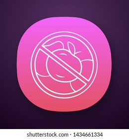 No fruit diet app icon. High fiber and vitamin containing product. UI/UX user interface. Fructose and glucose free dietary food. Web or mobile application. Keto diet vector isolated illustration