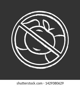 No fruit diet chalk icon. High fiber and vitamin containing product. Fructose and glucose free dietary food. No vegetables carnivore eating. Keto diet isolated vector chalkboard illustration