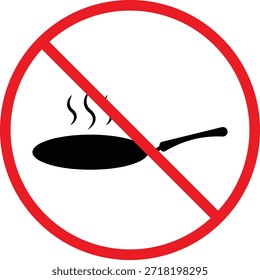 kein Bratpfannensymbol. Verbotszeichen für Küchen. Hackbretter verboten Grafikdesign. Restriktionszeichen für die Zubereitung von Lebensmitteln. Verbotenes Lebensmittelzubereitungszeichen  