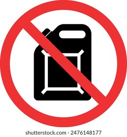 No fuel can icon. Forbidden signs and symbols.