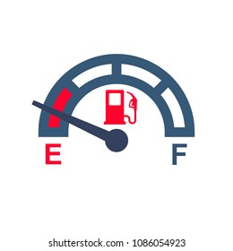 No fuel. Gas gauge meter. Car control sensor at the minimum level. Vector illustration flat design. Isolated on white background.  Automobile indicator template.