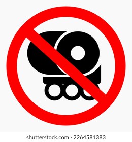 No fuel tank icon. Prohibition of fuel tanks. The movement of tanks is prohibited. Do not use tanks. Vector icon.