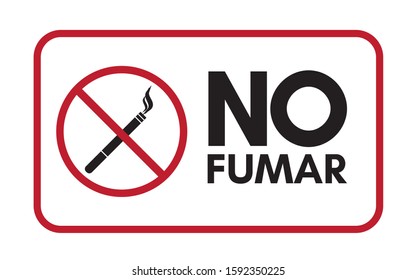 No fumar (No smoking in spanish language). Sign on white background. Vector illustration for print.