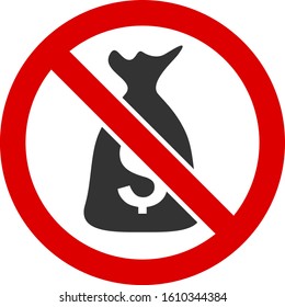 No funds vector icon. Flat No funds symbol is isolated on a white background.