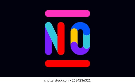 No. Funny banner, speech bubble, poster sticker concept. Geometric colorful style for fun, bright night party, with text No. Phrase, text, message No. Vector Illustration