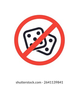 no gambling, casino icon on white, vector
