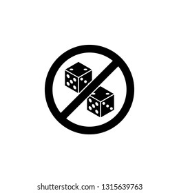No gambling, dice sign icon. Simple glyph, flat vector element of ban, prohibition, forbid icons set for UI and UX, website or mobile application