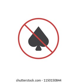 No gambling flat icon, vector sign, colorful pictogram isolated on white. Forbidden sign symbol, logo illustration. Flat style design