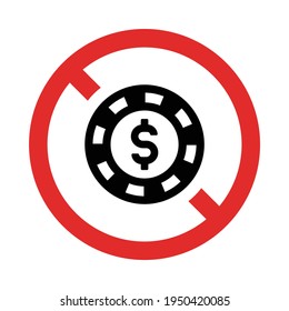 No gambling forbidden sign vector.