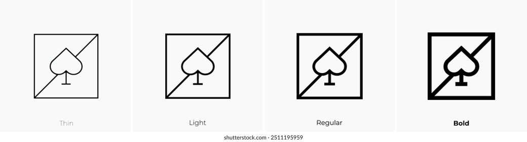 no gambling icon. Thin, Light Regular And Bold style design isolated on white background