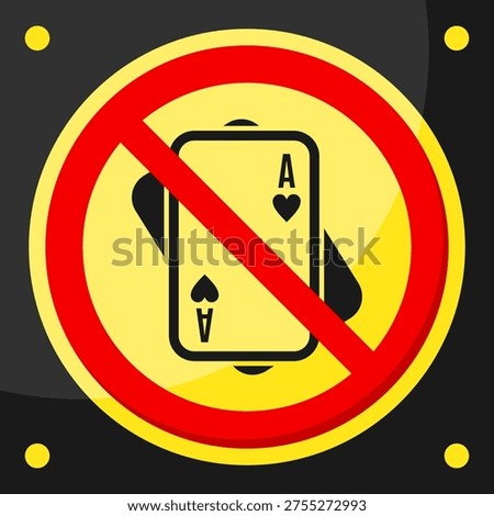 No Gambling Sign Playing Cards Icon Design