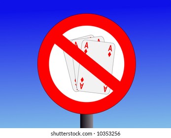 no gambling sign with three cards illustration