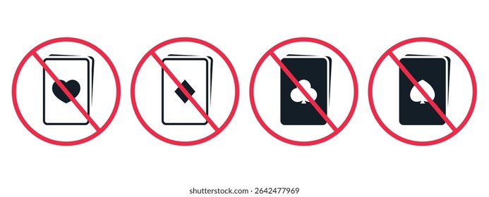No gambling, stop poker card icon. Illustration vector
