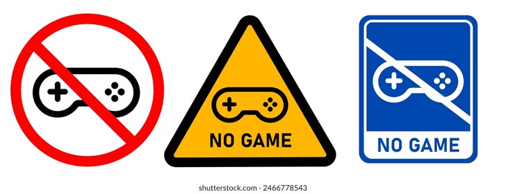 No game allowed gaming restriction not allowed playing emblem sign rules sticker