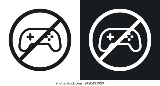 No Game Icon Designed in a Line Style on White Background.