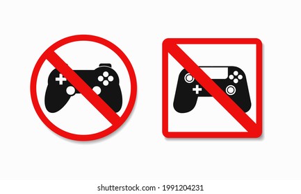 No game sign. Don't play video games. Gamepad, joystick icon in prohibition symbol. illustration vector