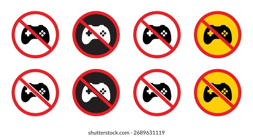 No game Simple vector icons illustration. Gaming Restriction Icon. No Allowed Gamepad Control vector Sign
