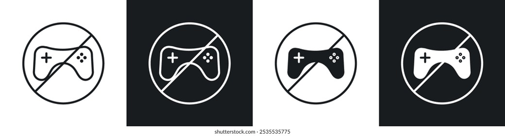 No game vector icon set in black and white. EPS 10 illustration