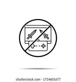 No Game, vs, wars, game controller icon. Simple thin line, outline vector of esport ban, prohibition, embargo, interdict, forbiddance icons for ui and ux, website or mobile