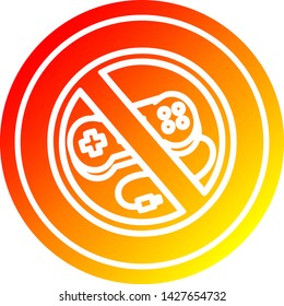no gaming circular icon with warm gradient finish