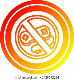 no gaming circular icon with warm gradient finish