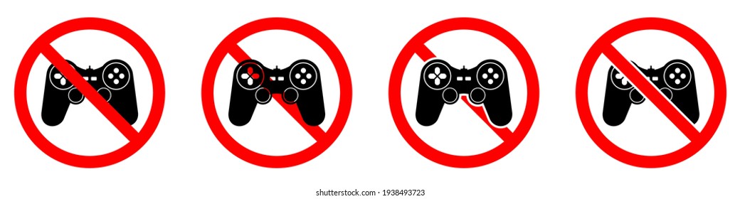 No gaming sign. Game joystick icon. Game is prohibited.