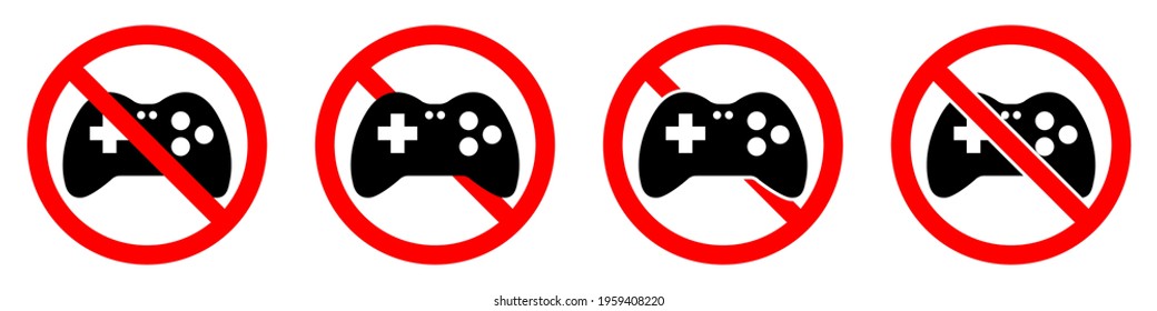 No gaming sign. Game joystick icon. Game is prohibited.