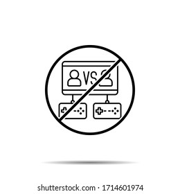 No Gams, vs, players, game controller icon. Simple thin line, outline vector of esport ban, prohibition, embargo, interdict, forbiddance icons for ui and ux, website or mobile