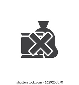 No garbage bag vector icon. filled flat sign for mobile concept and web design. Stop waste bag glyph icon. Symbol, logo illustration. Vector graphics