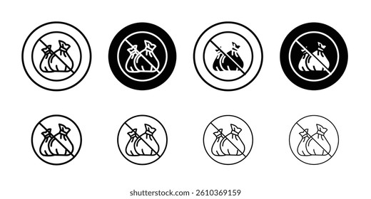 No garbage sign Black and white outline vector