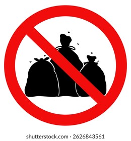No garbage sign.No garbage dumping sign.Warning don't trash garbage here. Vector illustration design.