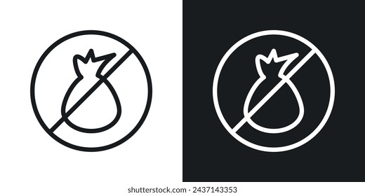 Kein Garbage Sign Icon Entworfen in einem Linienstil auf weißem Hintergrund.