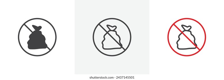 No Garbage Sign Isolated Line Icon Style Design. Simple Vector Illustration