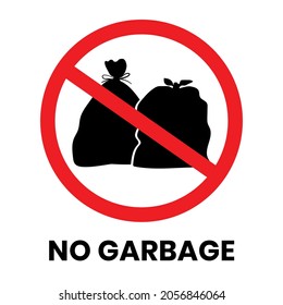 No Garbage Sign Sticker with text inscription on isolated background