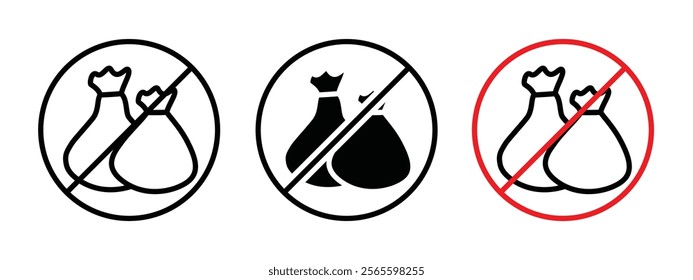 No garbage sign vector in black and red colors