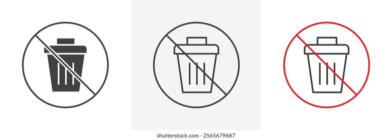 No garbage sign vector in black and colored versions