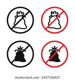 No Garbage Sign Vector Icon Set. Littering Prohibition Emblem vector symbol for UI design.