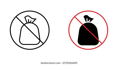 No garbage sign vectors set in black. line and flat versions