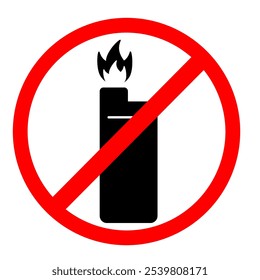 no gas lighter. no fire or flame. no flamable object no open fire activity vector illustration. symbol or signage for digital or printable