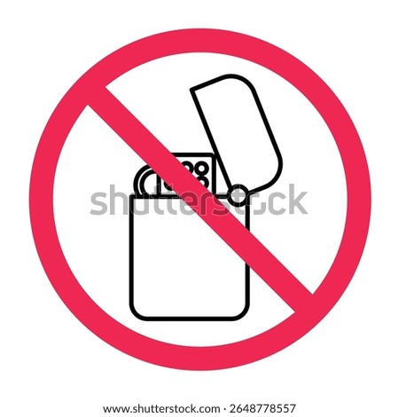 No gas lighter sign, forbidden gas lighter sign, no smoking lighter sign, gaslighter with red crossed circle symbol, fire lighter prohibition symbol