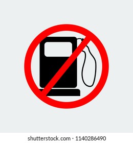 No Gas Pump Icon. Stop Symbol On White Background.Vector Design