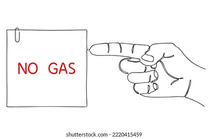 NO GAS. Shortage resources. Message of global gas crisis on paper. Editable hand drawn contour. Sketch in minimalist style. Vector illustration