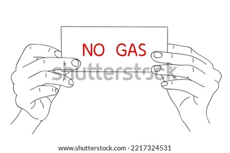NO GAS. Shortage resources. Message of global gas crisis on paper. Editable hand drawn contour. Sketch in minimalist style. Vector illustration
